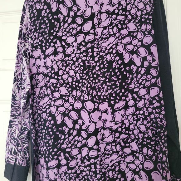 Koos Of Course Shirt Womens Small Colorblock Floral Silk Button Up Long Sleeve - Picture 4 of 4